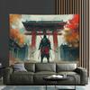 Elegant Red Samurai Digital Printing Polyester Wall Hanging Tapestry Decorative Living Room Bedrooms Office Background Gift