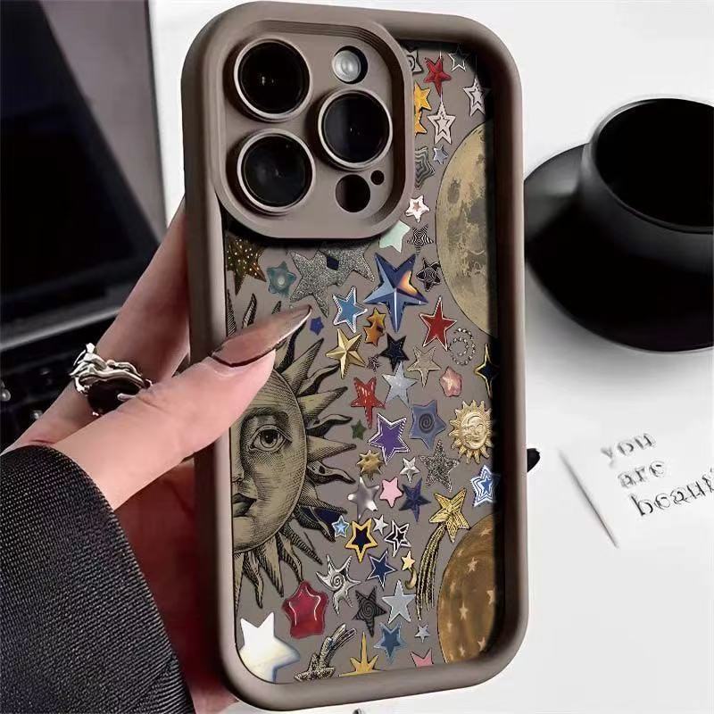 Personalized Star and Moon Applicable Iphone16pro Mobile Phone Case Apple 15 Europe, America and 14 Foreign Trade 13promax New 12x