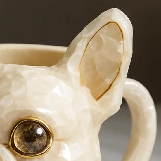 French Bulldog Mug 300ml Cute Resin Coffee Cup 3D Bulldog Design Tea Milk Cup Novelty Drinkware for Tea Cocoa Juice