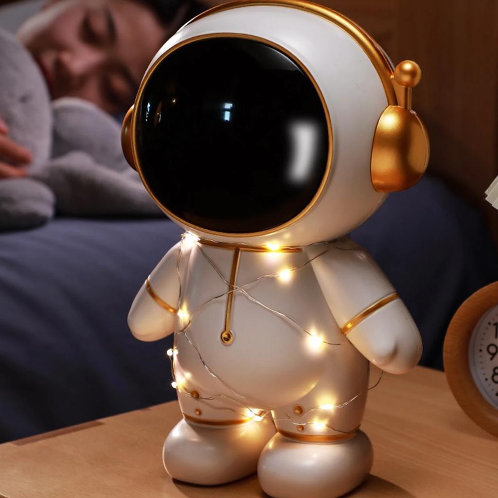 Astronaut Money Boxes Multifunctional with Light String Money Storage Box Portable Night Lamp Battery Powered for Children Gifts