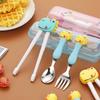 Dinosaur Baby Cutlery Set: 304 Stainless Steel Children's Spoon, Fork, & Training Chopsticks