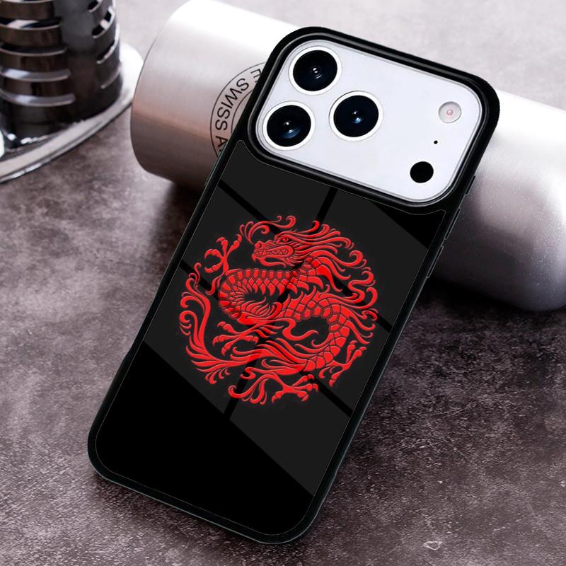 Red Dragon Soft Phone Case for iPhone 17 16 15 Pro Max Air 14 13 12 11 Plus Shockproof Capa Cover