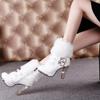 Stivali da donna carini dolci alta qualità pelle PU bianca tacco alto stivali caldi casual autunno inverno da donna scarpe cool a2849