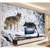 3D Tapete Modern Schlicht Tier Wolf Schneelandschaft Foto Wandbild Wohnzimmer TV Sofa Hintergrund Wandgemälde