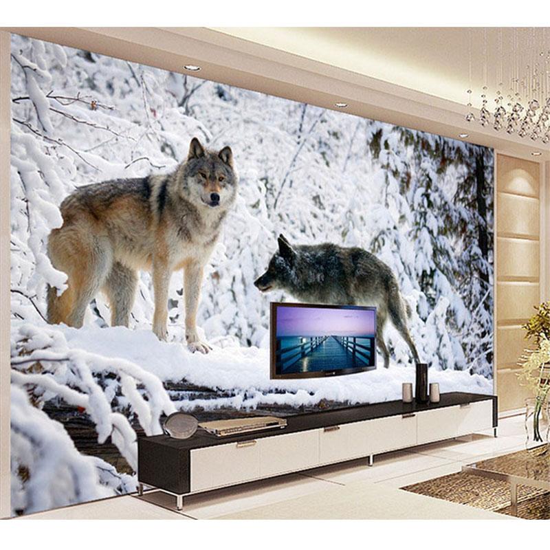 3D Wallpaper Modern Simple Animal Wolf Snow Landscape Photo Mural Living Room TV Sofa Backdrop Wall Murals