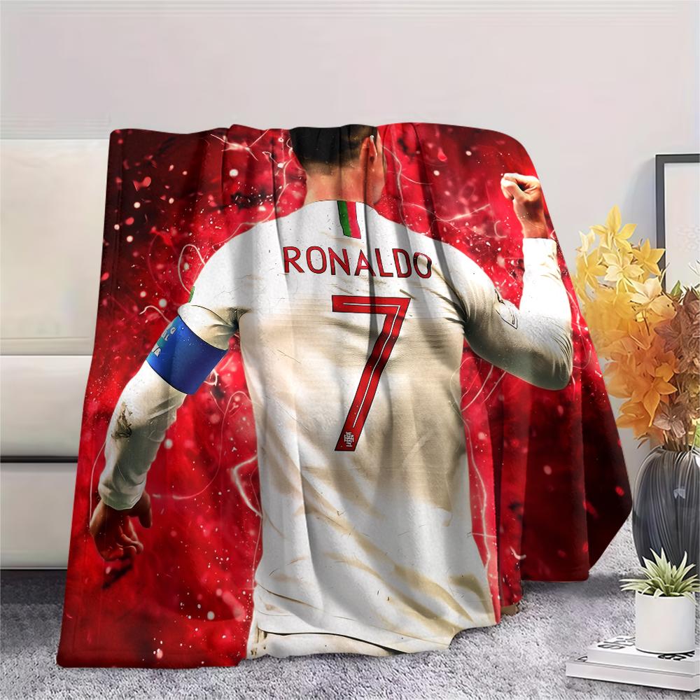 Calcio Ronaldo, coperta in flanella con motivo, alta qualità, confortevole per tutte le stagioni, decorazione per la casa, calore e comfort, perfetta per i regali.