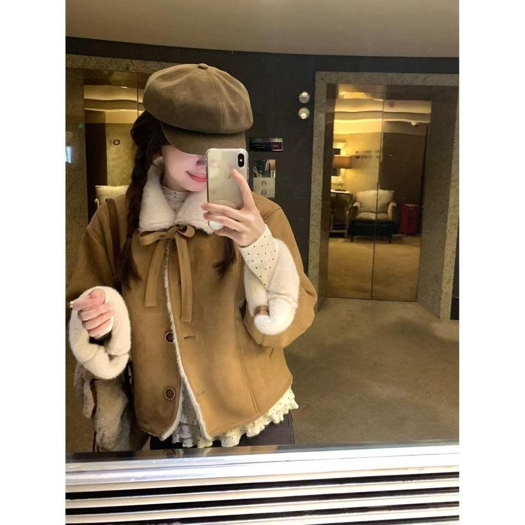 Women's High-End Suede Lambswool Plush Jacket - Winter Style
