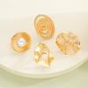 4Pcs/Set Imitation Pearl Chunky Rings For Women Vintage Geometric Irregular Hollow Gold Color CCB Ring Set Fashion Party Jewelry