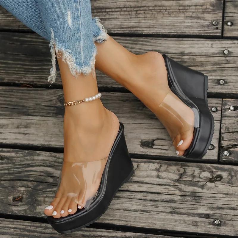 Горячая распродажа модных женских прозрачных тапочек 2024 года — фото 5