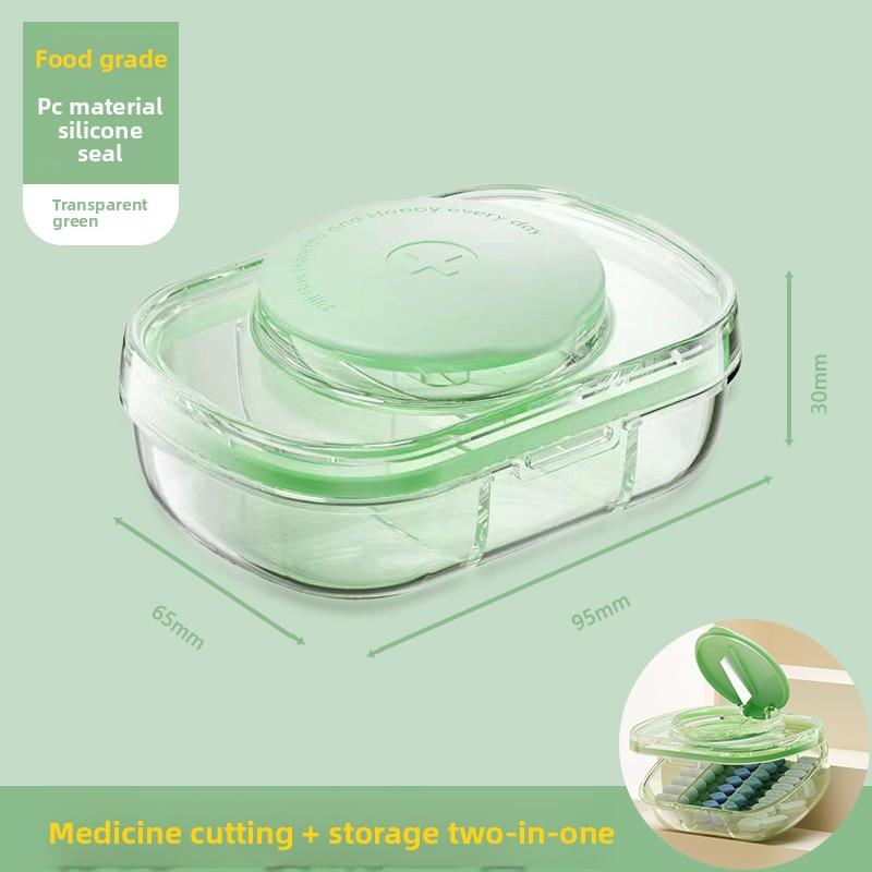 

Portable medicine box, three meals a day, portable medicine dispensing box, one medicine reminder box, large-capacity dispensing device Fresh green