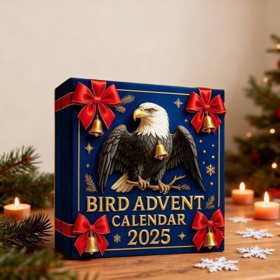 2025 Bird Advent Calendar 24 Days Realistic Acrylic Bird Ornaments Christmas Countdown Decor Gift for Bird Watchers & Nature Lovers