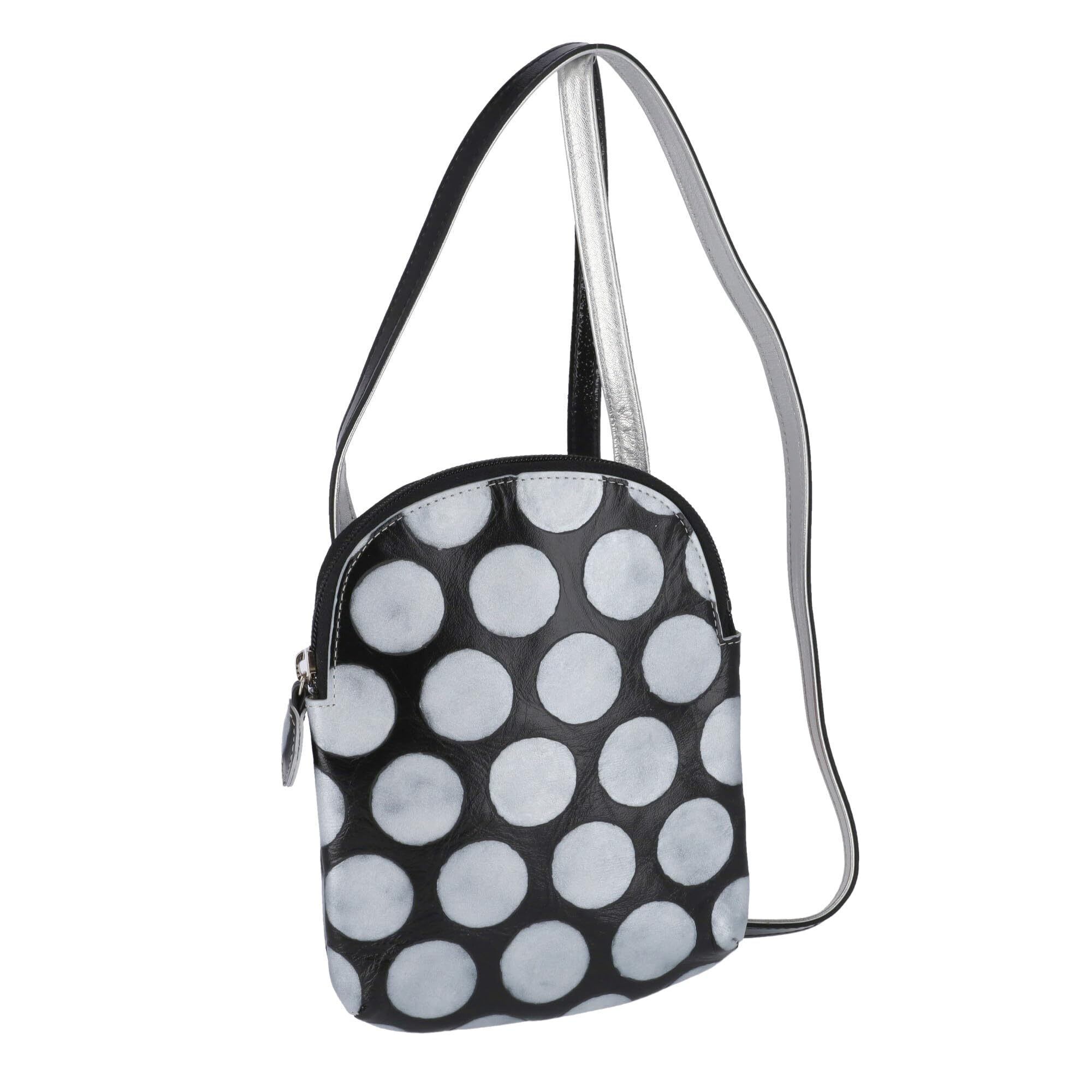 Мини-сумка на плечо Tsumori Chisato «Полная луна в горошек» серебристого цвета