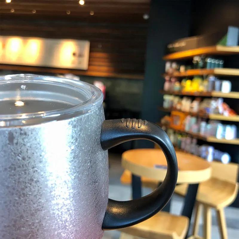 TYESO 473ml Vaccum Flask Stainless Steel Gradient Coffee Mug with Visible Lid Keep Cold & Hot Water Cup Office Desktop Drink Cup