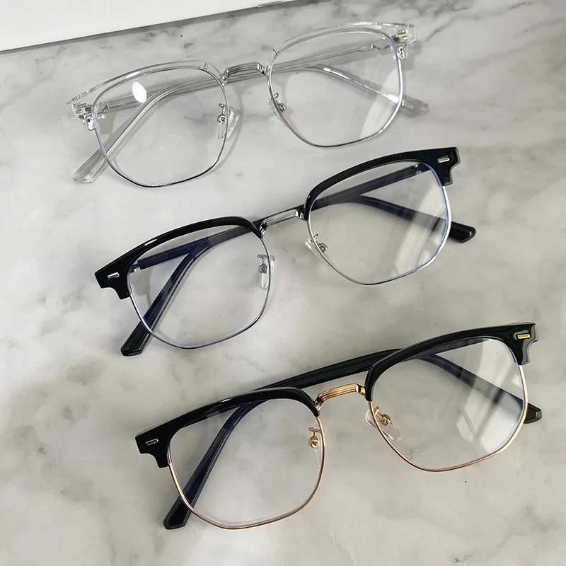 Men Square Frame Computer Myopia Eyeglasses Chic Trendy Anti-blue Light Near Sight Glasses Finished Diopter Eyewear To -4.0