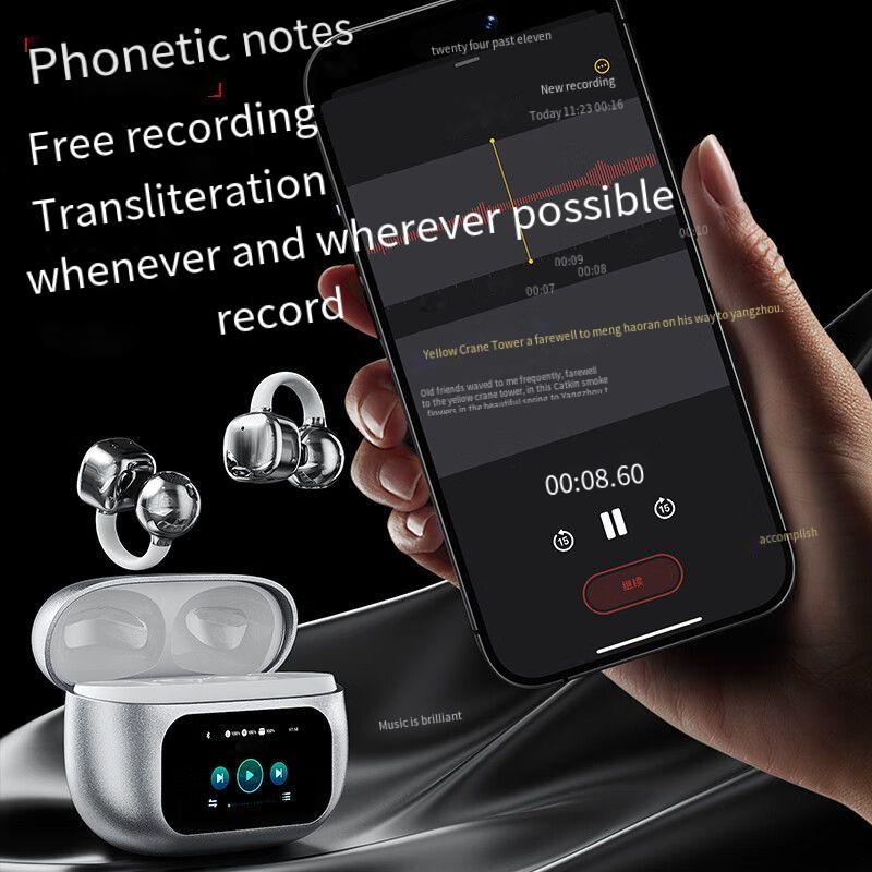 KI-Übersetzung Ohrhörer Drahtlos Bluetooth Ohrclip Kopfhörer LED Digitalanzeige Ohrhörer Kopfhörer Touch-Steuerung Headset