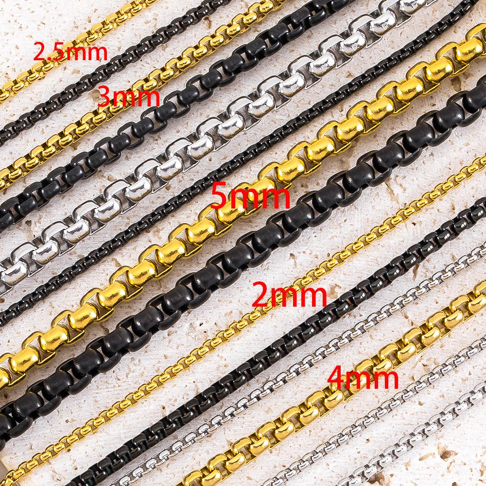 1Meter Fashion Long Box Chain Necklace Stainless Steel Basic Punk 2mm to 5mm Thick Chains Jewelry Gift for Men Women Wholesale