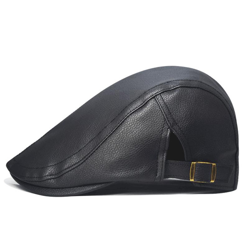 Men Leather Beret Cap Elderly Progressive Cap Newsboy Caps for Men Peaked Cap Driver Ivy Hat
