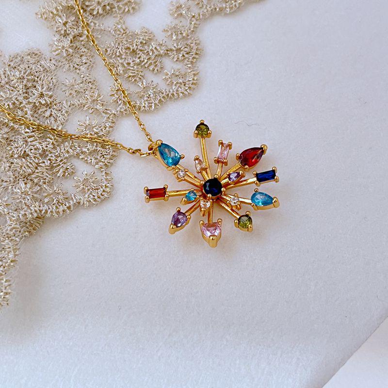 Colorful Zircon Fireworks Necklace - Niche Luxury Design