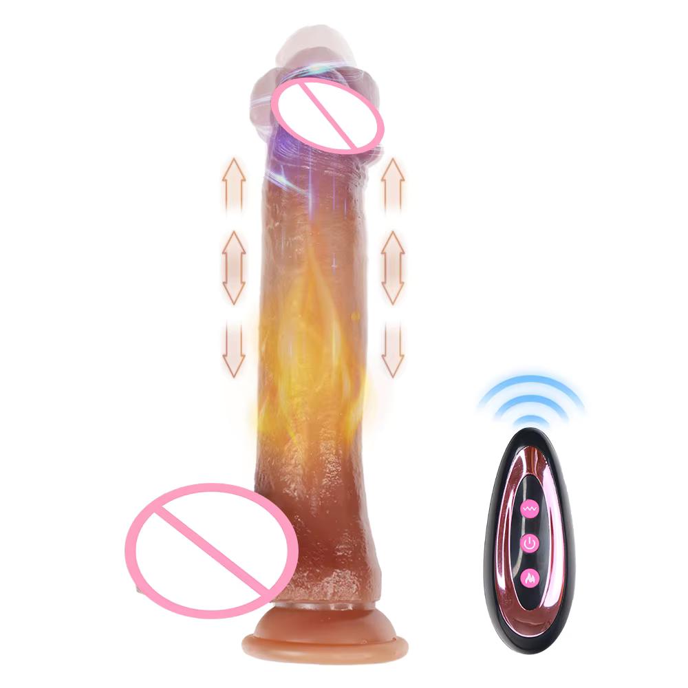 Thrusting Liquid Silicone Heating Dildos Silicone Realistic Big Dildos Vibrator for Women Men 8.7 Inch