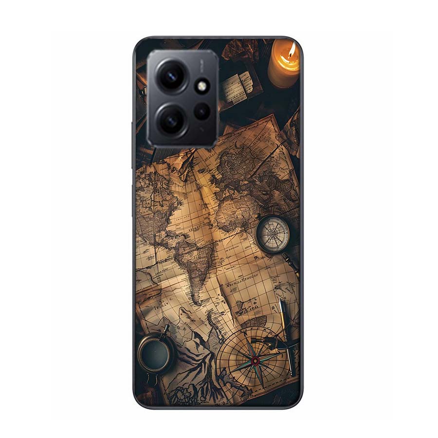 Compass Map Voyage Phone Case For Redmi 12 13C 12C 15C 9 10 10C Note 13 Pro Plus 14 15 Pro 9T 9C 9A TPU Soft Cover Clear Cell Ca