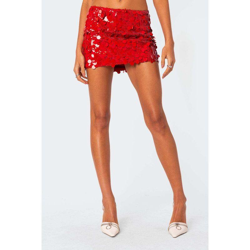 European and American Style Women's Irregular Sequined Bodycon Skirt Slim Shorts Beaded Low-Cut Short Skirt