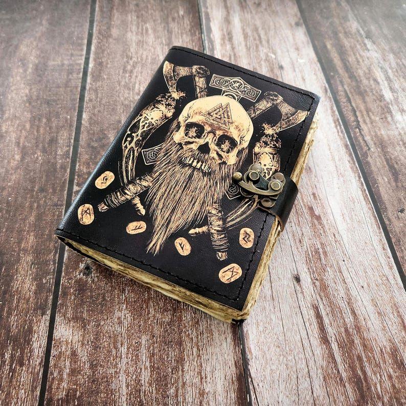 Skull Printed Leather Journal, Leather Dairy, Notebook, Deckle Page Leather Sketchbook, Dream Journal, Personalized Gift, Halloween Gift.
