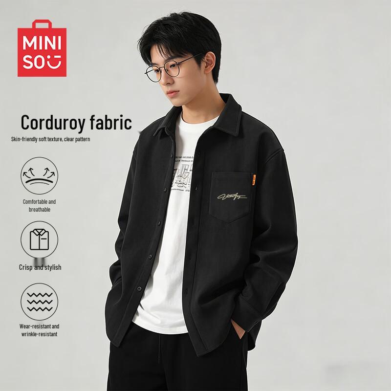 MINISO Men s Corduroy Long Sleeve Shirt L