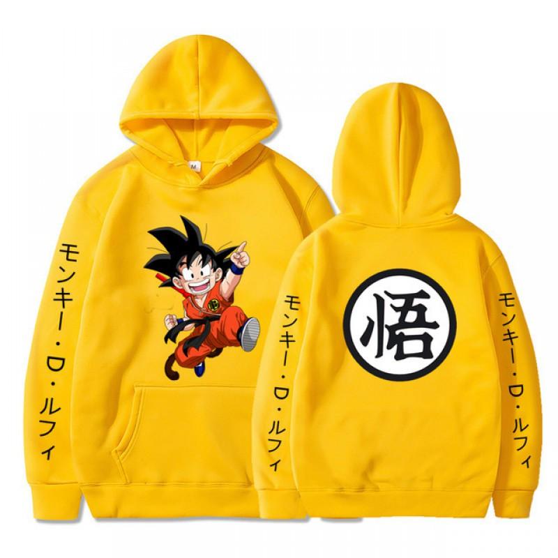 Dragon Ball Anime Hoodie Teens Men Warm Fleece Lined Sweatshirt Casual Long Sleeve Pullover In Yellow Red Gray Black Pink