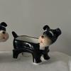 Creative and Cute Cartoon Puppy Schnauzer Ceramic Storage Tray Desktop Storage Container Candlestick Home Decoration