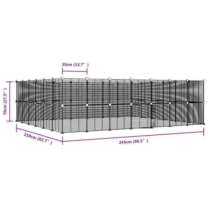 3114047 vidaXL Pet Cage with 52 Panels and Door Black 35x35 Cm