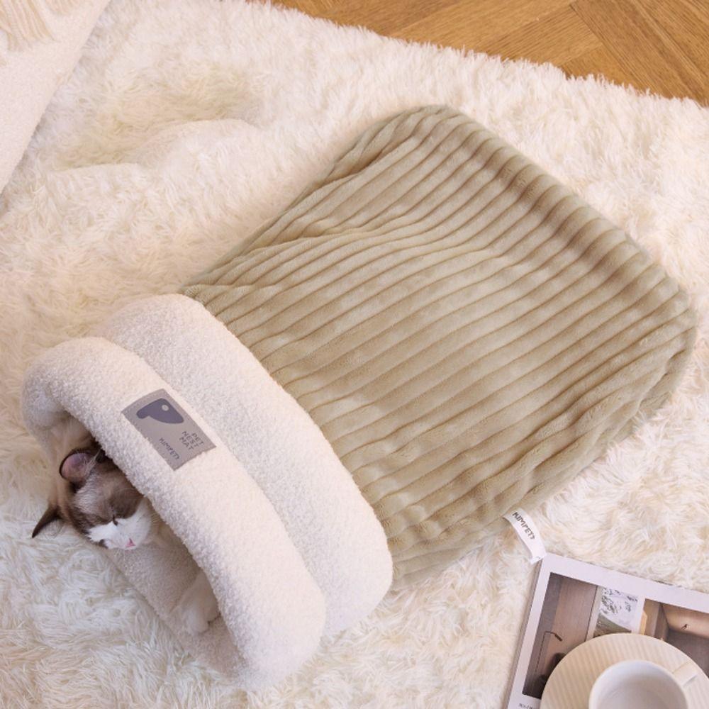 Thickened Cat Sleeping Bag Semi-closed Tunnel Cat Nest Cat Nest Kennel Warm Cat Nest  Winter