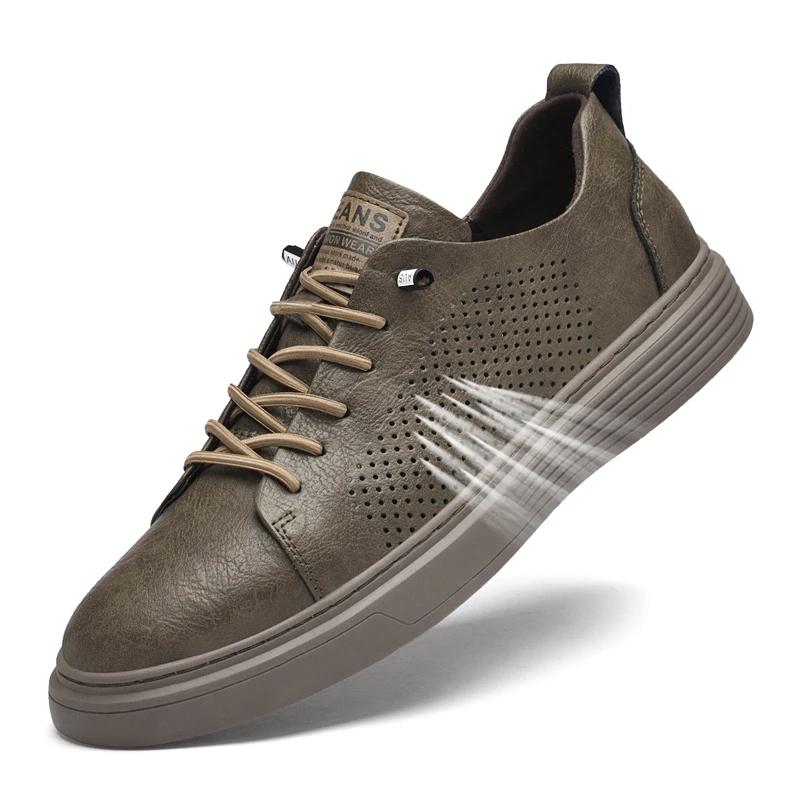 Fashion New Genuine Leather Mens Shoes Comfortable Outdoor Sneakers High Quality Skateboard Casual shoes Fashion Sport Male Footwear2024