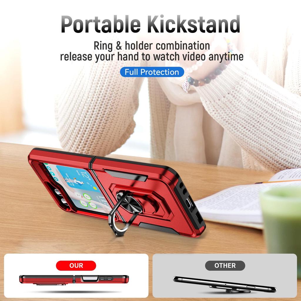 Samsung Z Flip6 Protective Case with Ring Holder - Full Coverage