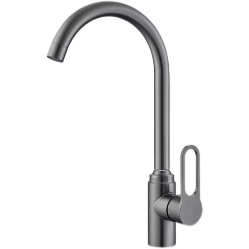 TLXT Gunmetal Grey Tall Stainless Steel Kitchen Faucet