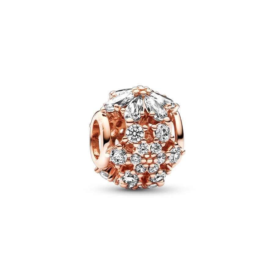Plated Rose Gold Sparkling Pink Air Balloon & Levelled Heart Charm Bead Fit Original Sier Bracelet DIY Jewelry