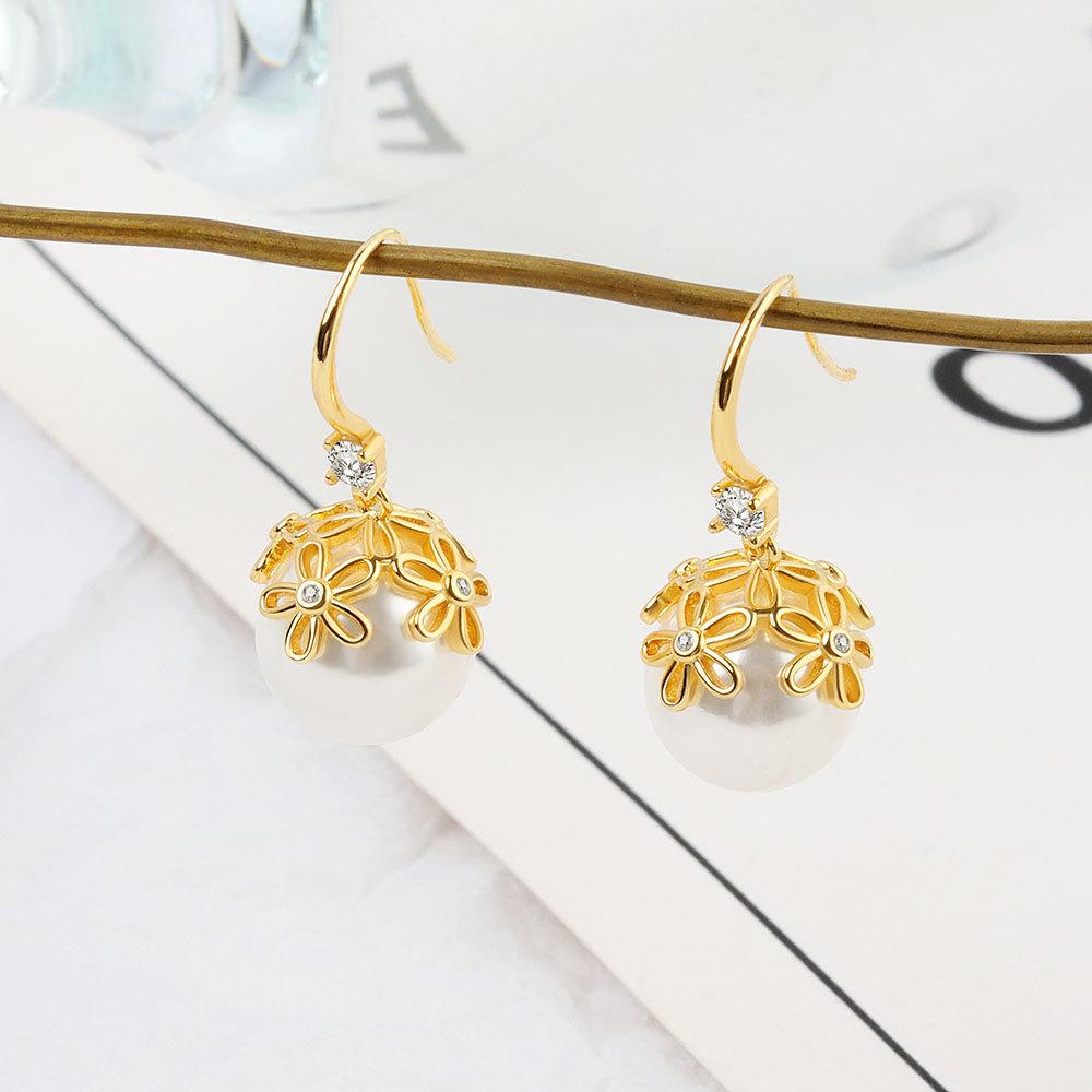 

Серьги-капельки из стерлингового серебра 925 пробы с цирконием, серьги-капли из синтетического жемчуга для женщин, подарки для свадебной вечеринки золотой