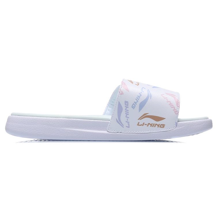 Li Ning Ln Slipper Velcro Slide Sandals Women Footwear White AGAR010-1