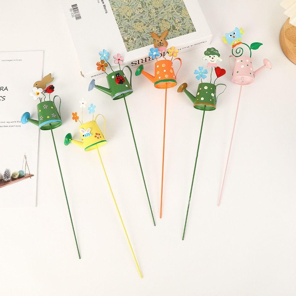 Dopamine Color Flower Pot Plugin Cartoon Potted Decoration New Ground Plug Accessories  Garden