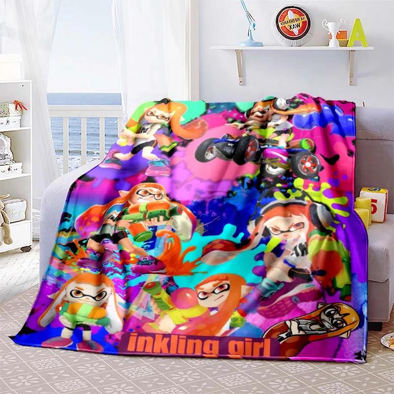 Gra 3D, Splatoon, Modny Uroczy Kreskówkowy Miękki Pluszowy Koc, Koc Flanelowy Pokój Gracza Łóżko Sofa Koc na Drzemkę grinch