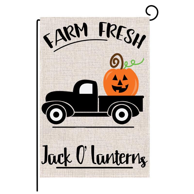 Autumn Pumpkin Maple Leaf Double-Sided Garden Flag - Creative Canvas Hanging Ornament