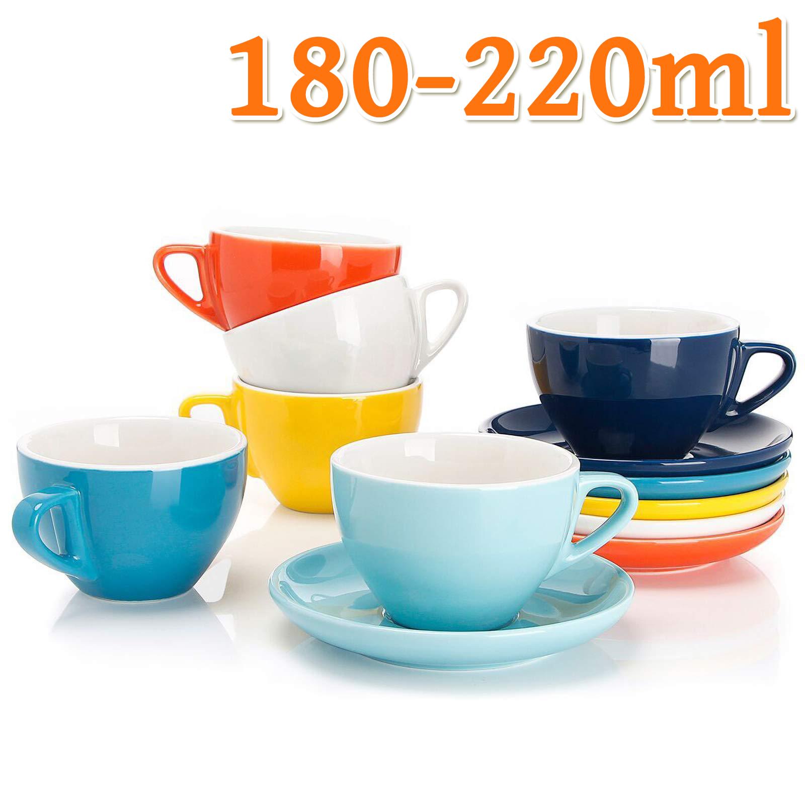 

200ml Cappuccino Cups with Saucers,Porcelain Tea Set,Ceramic Mug for Espresso Latte Coffee Cups,8 Colors,Drinkware for Cafe Home 180-200ml помаранчевий