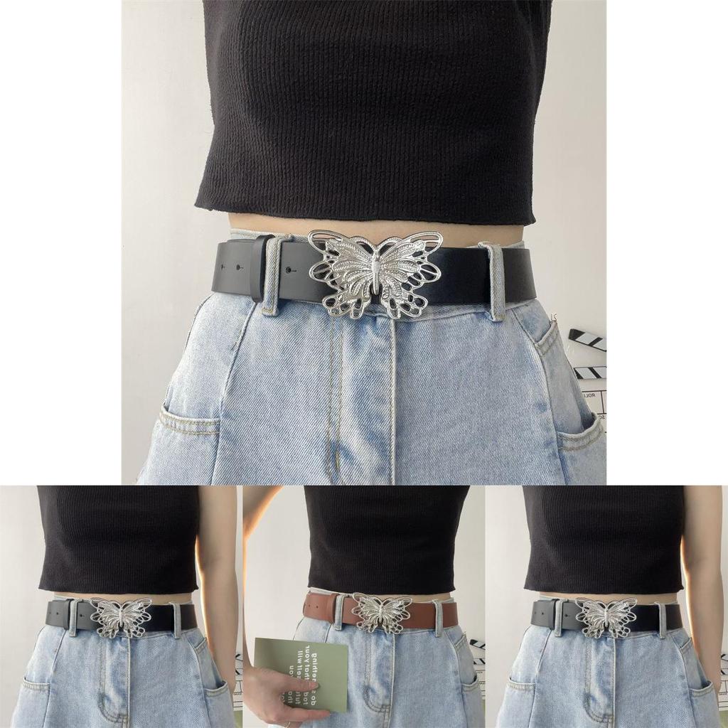 Metal Contemporary Hollow Butterfly Buckle Waist Belt Perfect For Fashionable Denim Skirts And Casual Jeans Available In Black