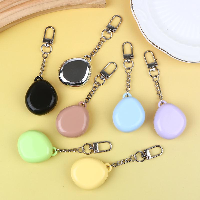 Mini Mirror Keychain Storage Box With Aluminum Disk Diy Eye Shadow Powder Blusher Plastic Empty Box Portable Pendant Gift Travel