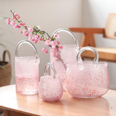 Vase hydroponique en verre rose, sac à main, ornement créatif, célébrité Internet, ins Feng