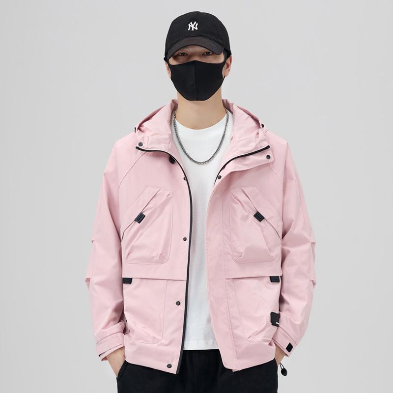 New Spring And Autumn Basic Fashion Casual Versatile Hood Trend Tooling Jacket Jacket Long Sleeve Jacket Men