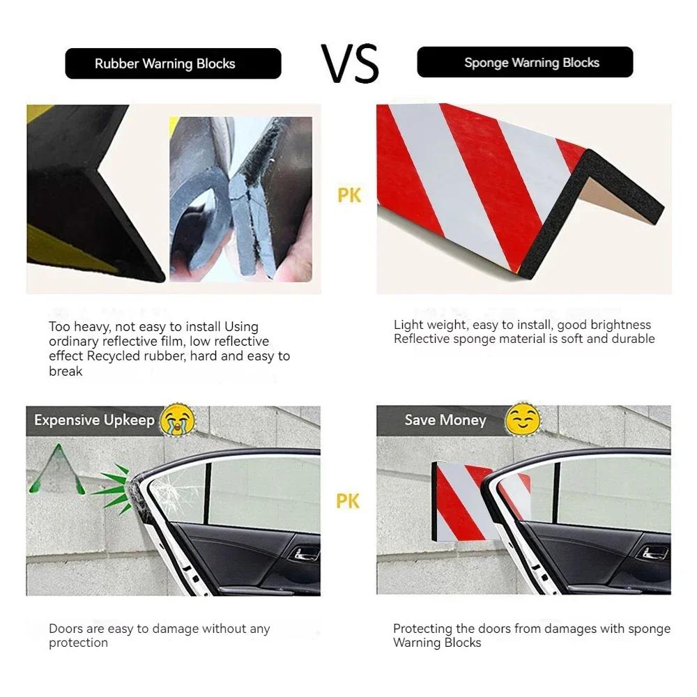 2/4pcs Parking lot corner protectors car collision reflective stripsdoor warning stickers lot barriers sponge corner protectors