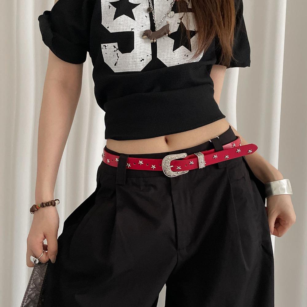 Pu Leather Y2K Jeans Belt Vintage Women's Waist Belt Fashion Punk Style Belt  Party