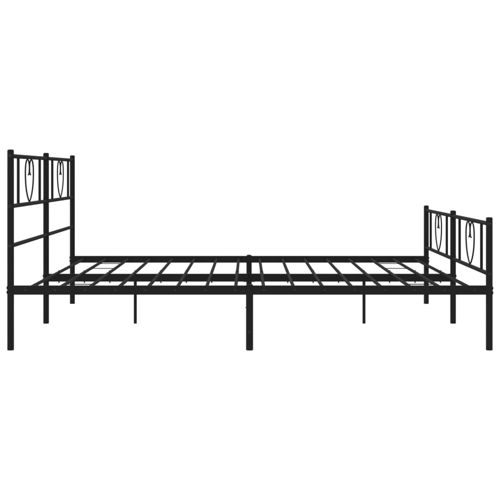 Bed Frame with Headboard and Footboard Metal Black 200x200 Cm