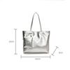 PU Leather Silver Women's Shoulder Bag Simple Design High End Work Commuter Bag Large Capacity Tote Bag with Purse CLE