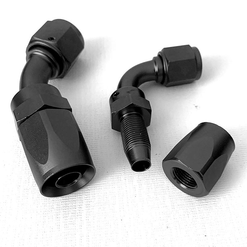 2PCS Swivel Hose End Fitting AN4AN6AN8AN10AN12 Fittings Adapter 0°/45°/90°180°  Aluminum Oil Fuel Line Reusable Universal  Black